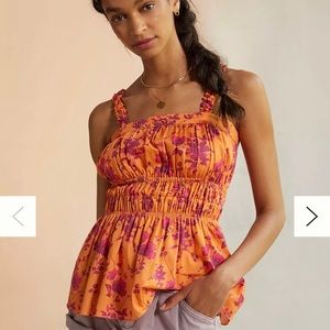 Anthropologie Roopa Pemmaraju Beaded Floral Babydoll Tank Medium boho